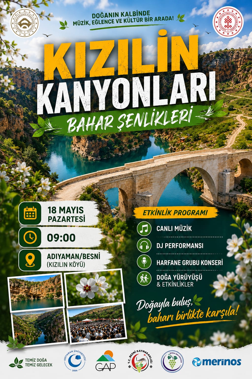 Besni Belediyesi Kızılin Kanyonlarında Bahar Şenliği Düzenliyor